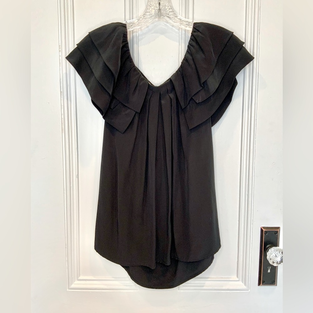 Club Monaco Tiered Ruffled Scoop Neck with Open Back String Tie Closure - Size S